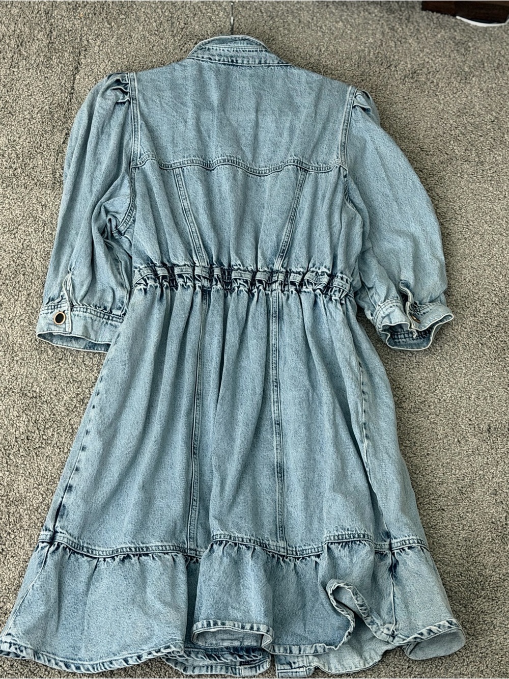 ASOS Light Blue Denim Button-Front Dress with Ruffle Hem - Picture 3 of 8